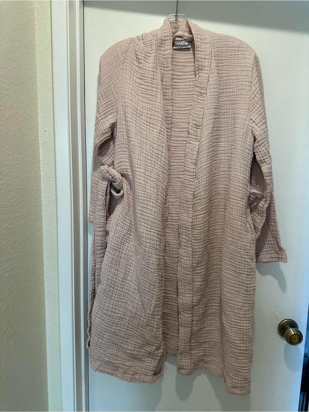 Parachute Cloud Cotton Robe Light Pink Rose Gauze Cotton Size Small w Waist Tie